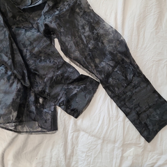 Topshop womens SZ 6 Sheer Blk. Floral layer top Goth, dark fairy,lacey, romantic - Picture 7 of 10